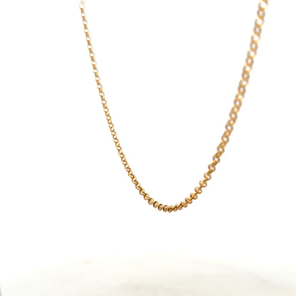 9ct yellow gold belcher chain weighing 5.2g, featuring classic linked design, unbranded jewelry accessory.