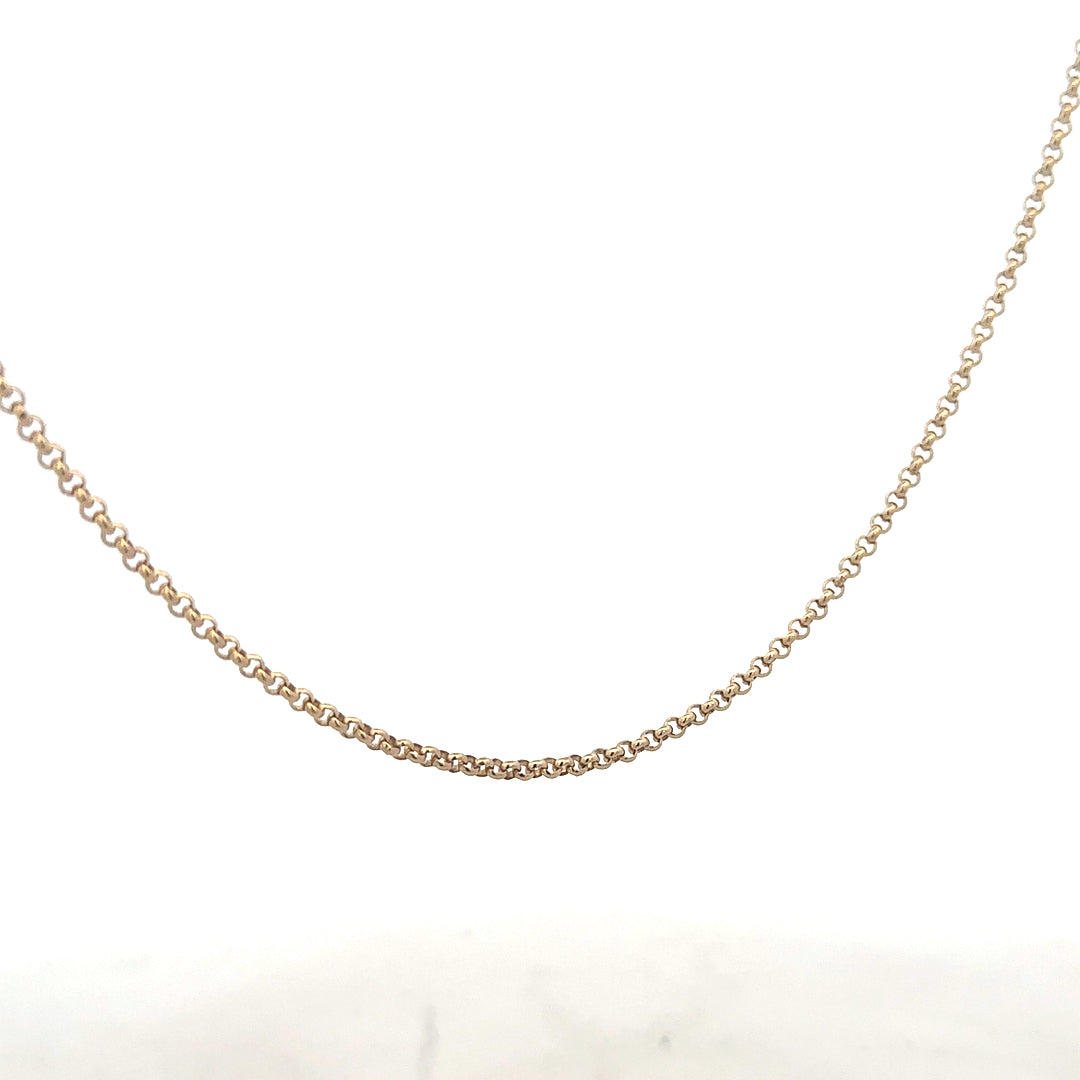 9ct yellow gold belcher chain, unbranded, 5.3g, showcasing a classic linked jewelry chain design.