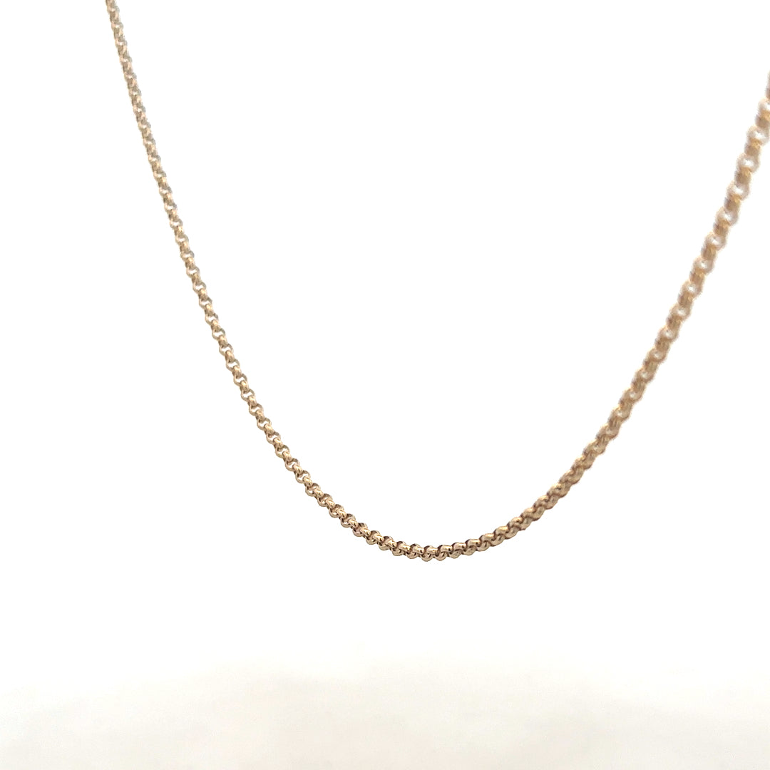 9ct yellow gold belcher chain weighing 5.3g, showcasing a classic chain design with polished links, unbranded jewelry accessory.