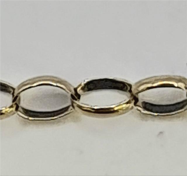 9ct yellow gold belcher chain weighing 6.6g, featuring interlocking round links, unbranded jewelry chain for men or women.
