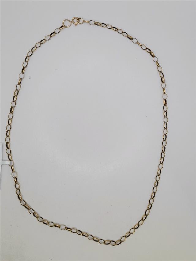 9ct yellow gold belcher chain weighing 6.6g, featuring classic linked design, unbranded jewelry chain for everyday wear