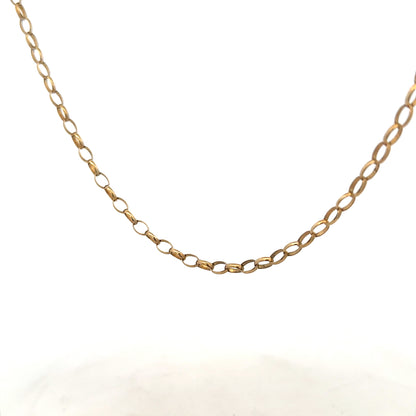 9ct yellow gold belcher chain, unbranded, weight 7.3g, showcasing a classic jewelry chain with polished links.