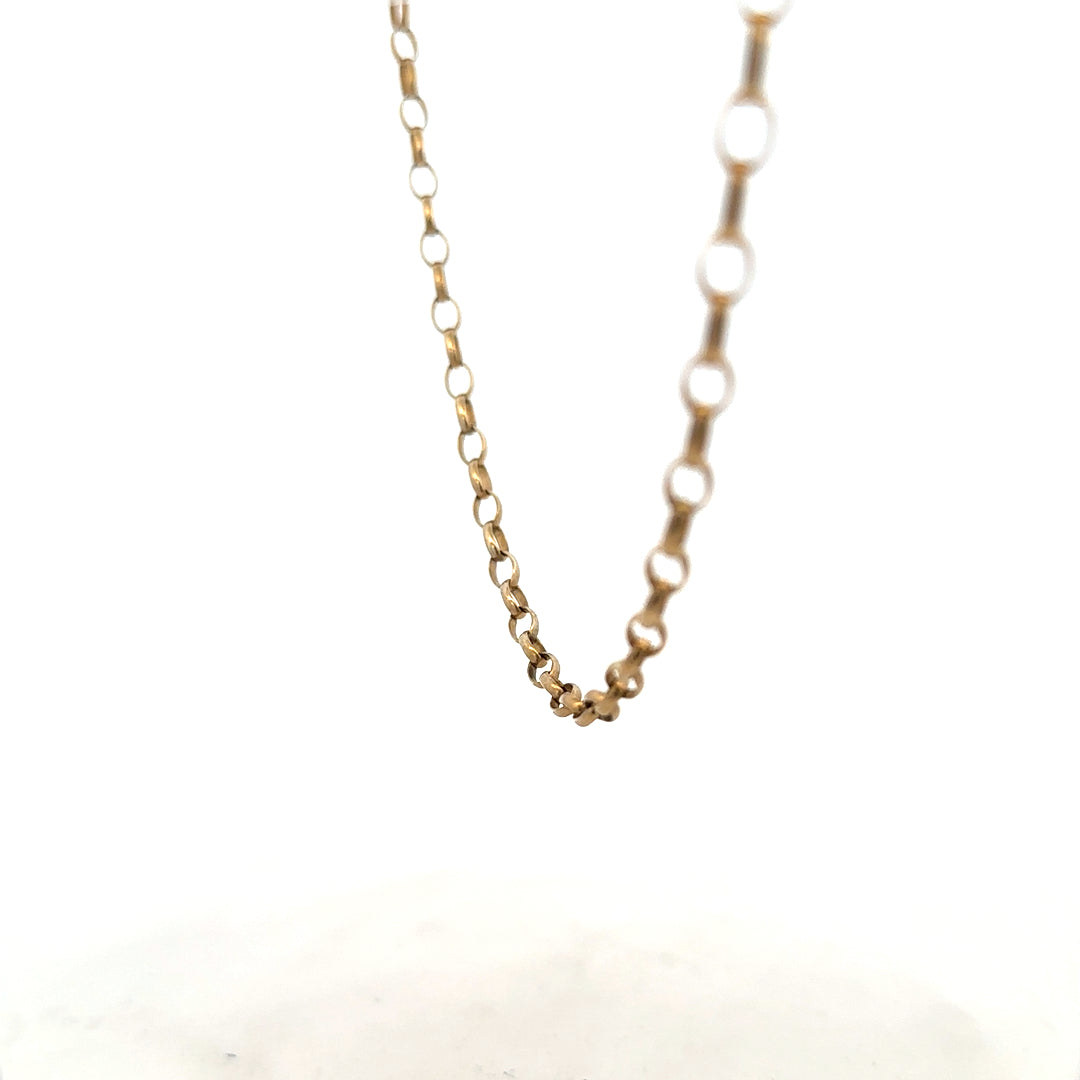 9ct yellow gold belcher chain, unbranded, 7.3g, featuring classic link design and polished finish.