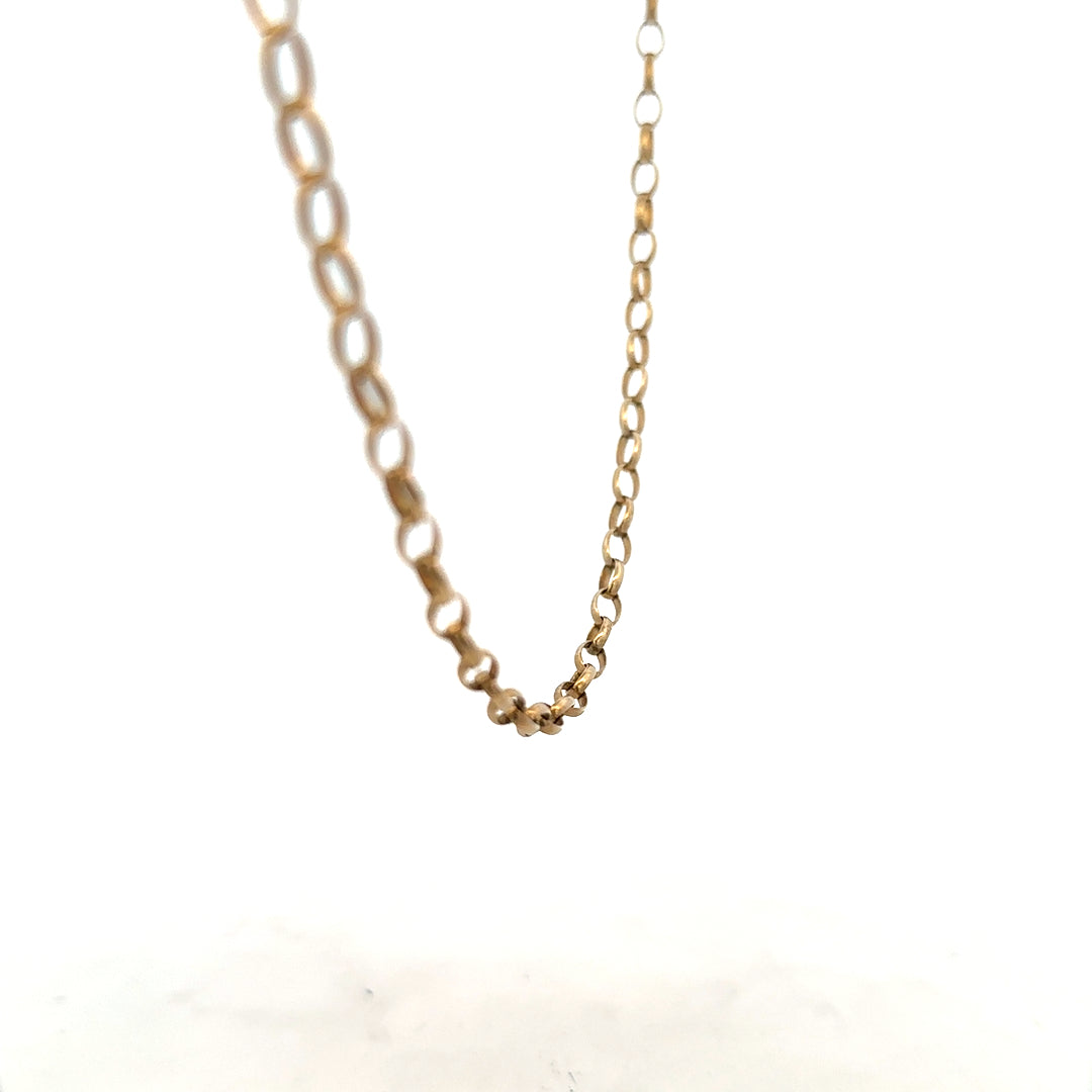 9ct yellow gold belcher chain, unbranded, with a 7.3g weight, displayed on a plain background showing the chain's links and shine.