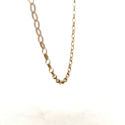 9ct yellow gold belcher chain, unbranded, with a 7.3g weight, displayed on a plain background showing the chain's links and shine.