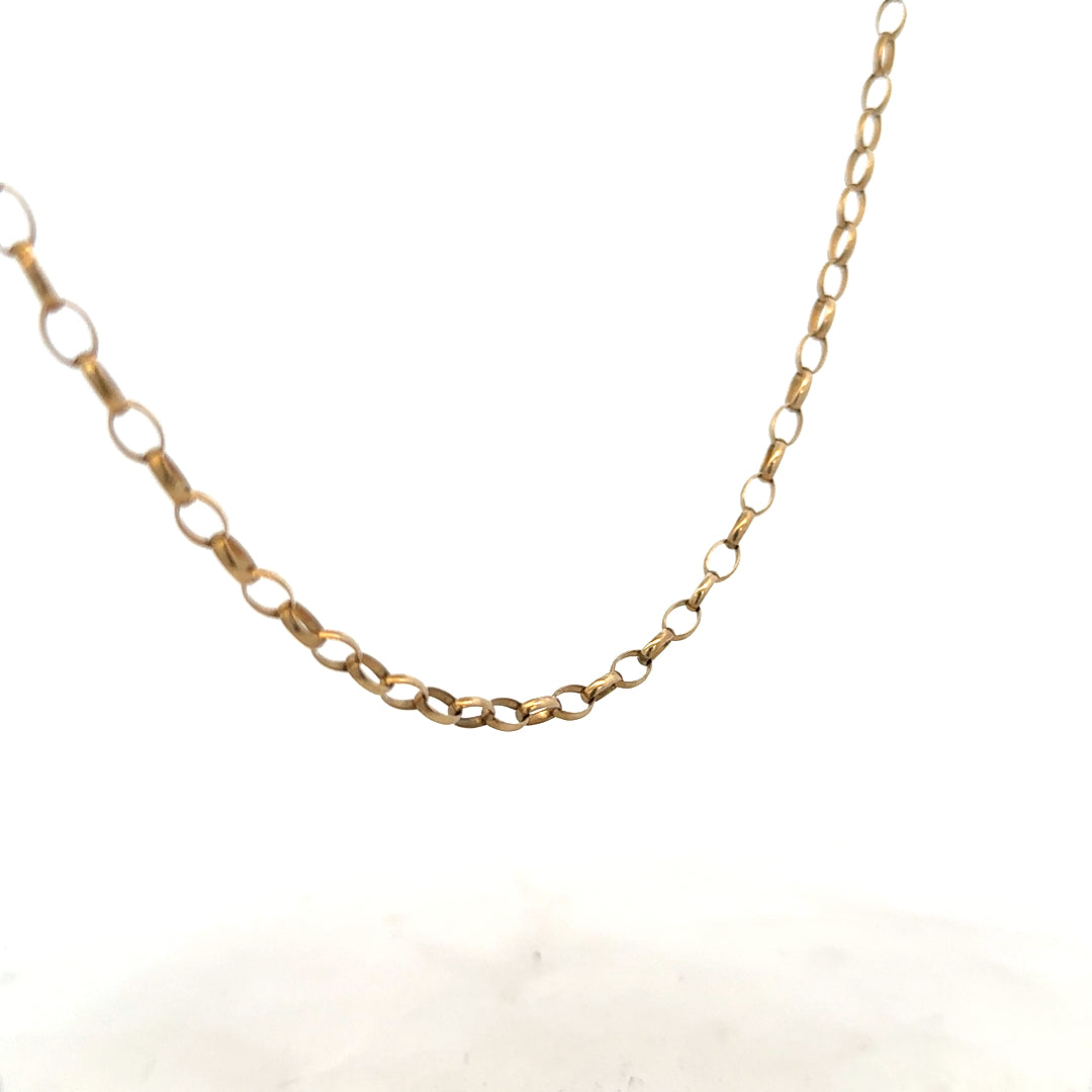 9ct yellow gold belcher chain, unbranded, with a 7.3g weight, showing the classic linked design and polished finish.