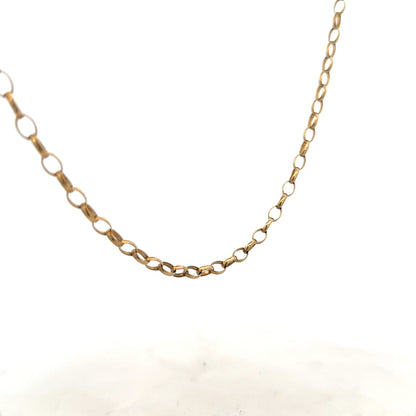 9ct yellow gold belcher chain, unbranded, with a 7.3g weight, showing the classic linked design and polished finish.