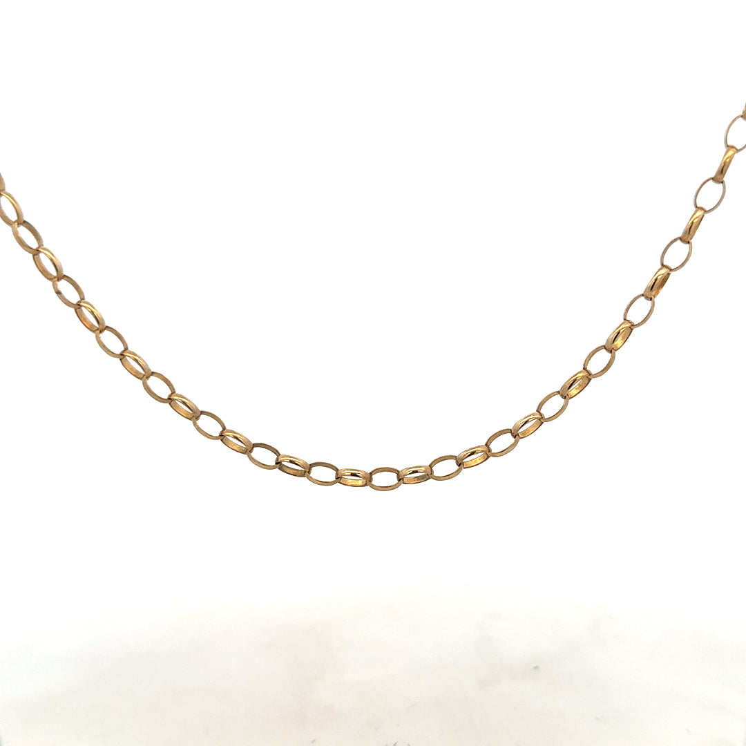 9ct yellow gold belcher chain, unbranded, with a weight of 7.3g, displayed on a plain background.