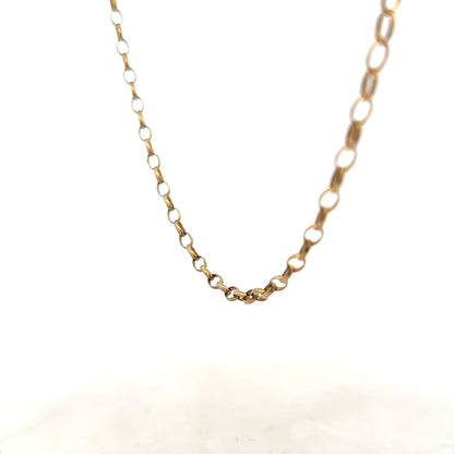 9ct yellow gold belcher chain, unbranded, showing a detailed view of the 7.3g chain with textured links.
