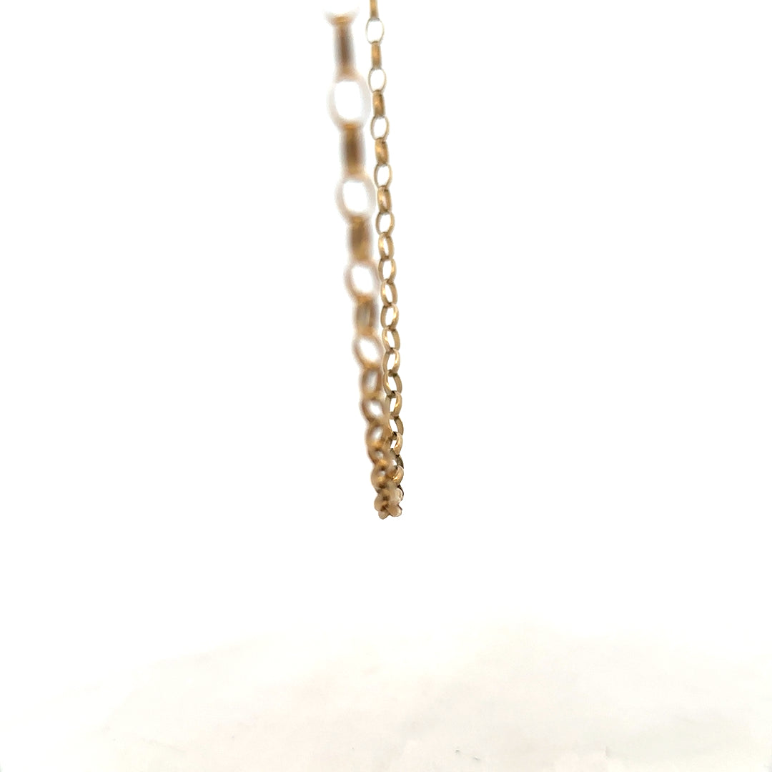 9ct yellow gold belcher chain, unbranded, showing the chain's links and polished finish, weighs 7.3 grams.