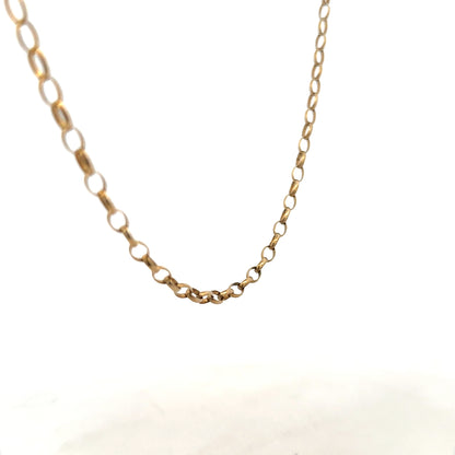 9ct yellow gold belcher chain, unbranded, showing the 7.3g chain with detailed link design on a plain background.