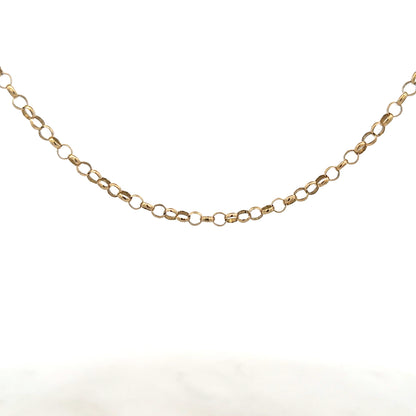 9ct yellow gold belcher chain, unbranded, showing the textured link design and polished finish, weighing 7.6 grams.