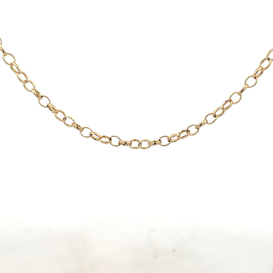 9ct yellow gold belcher chain weighing 9.5g, unbranded jewelry chain with classic link design, shown in the product image.
