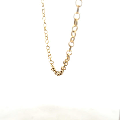 9ct yellow gold belcher chain weighing 9.5g, featuring linked gold jewelry with a classic chain design.