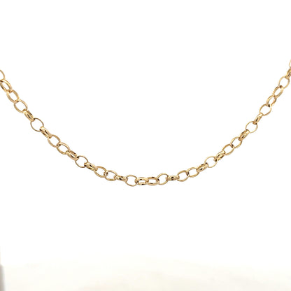 9ct yellow gold belcher chain weighing 9.5g, unbranded, with a classic link design, shown in a detailed product image.