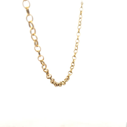 9ct yellow gold belcher chain weighing 9.5g, unbranded, with detailed links and a polished finish, ideal for jewelry or accessories.