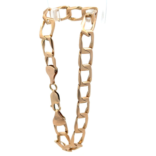 9ct yellow gold bracelet with a sleek design, weighing 13.3g, featuring a polished finish on a plain jewelry bracelet.