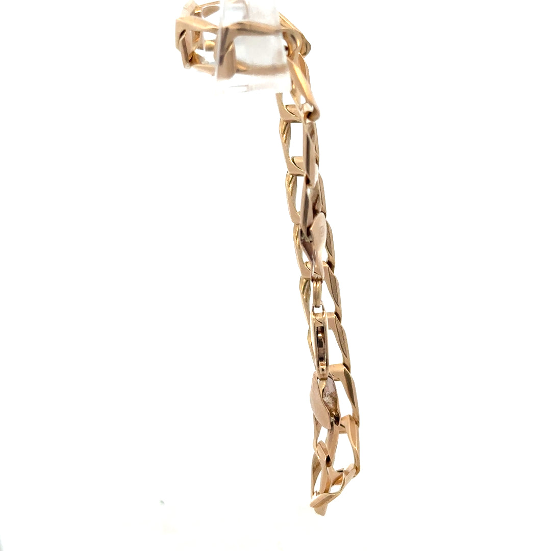 9ct yellow gold bracelet weighing 13.3g, unbranded jewelry accessory featuring a sleek design and polished finish.