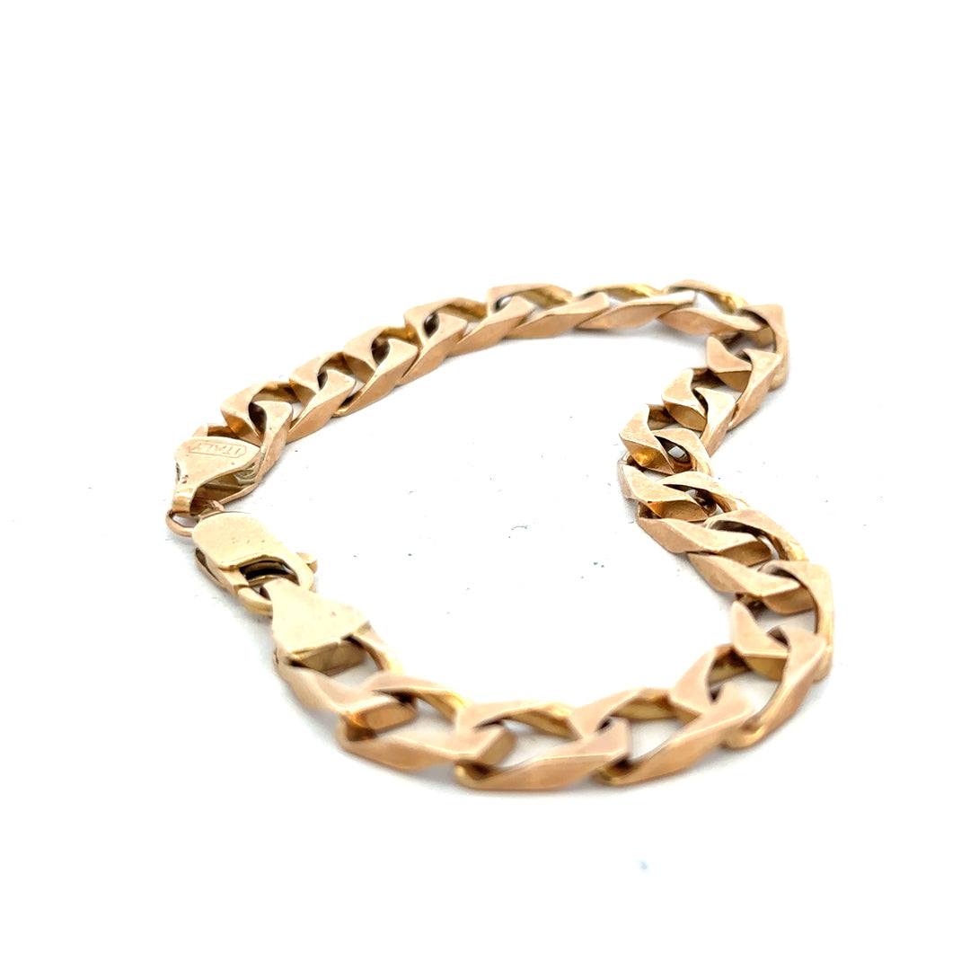 9ct yellow gold bracelet weighing 22.4g, unbranded, with a smooth, polished finish and secure clasp, displayed on a neutral background.