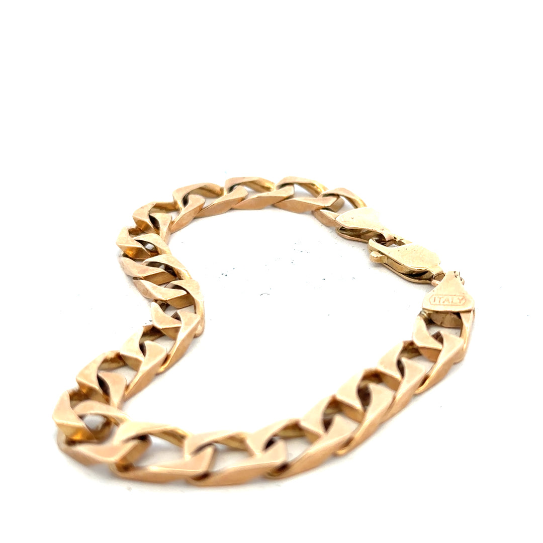 9ct yellow gold bracelet weighing 22.4g, unbranded jewelry piece with detailed chain design and secure clasp.