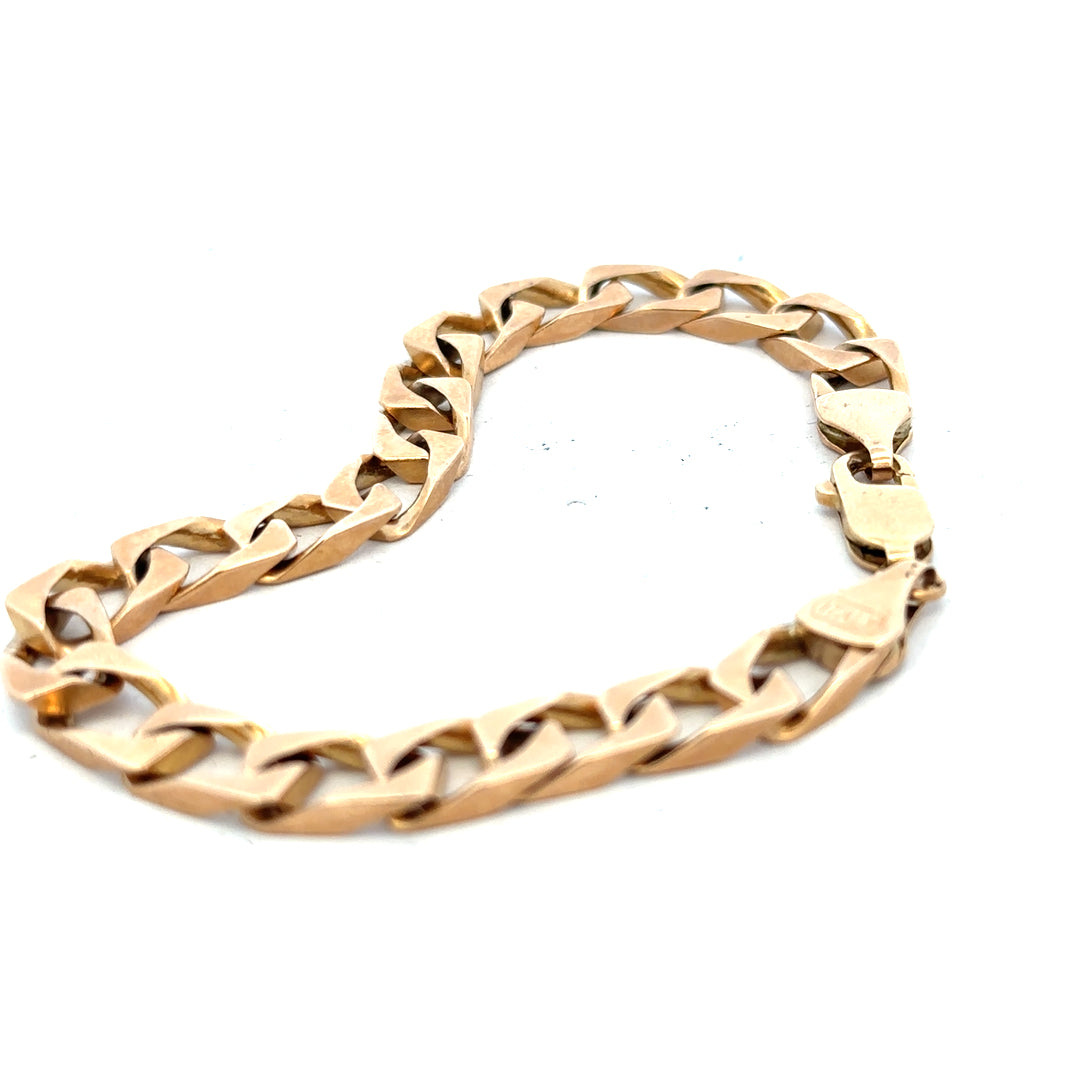 9ct yellow gold bracelet weighing 22.4g, unbranded jewelry piece with a polished finish and elegant design.