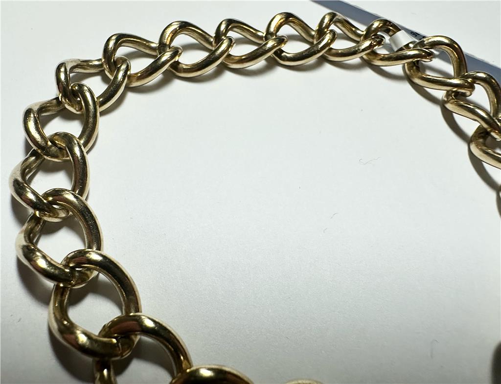 9ct yellow gold bracelet weighing 26.3g, unbranded, featuring a sleek design with a polished finish, displayed on a neutral background.