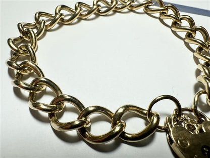9ct yellow gold bracelet weighing 26.3g, unbranded, with intricate design visible in the image.