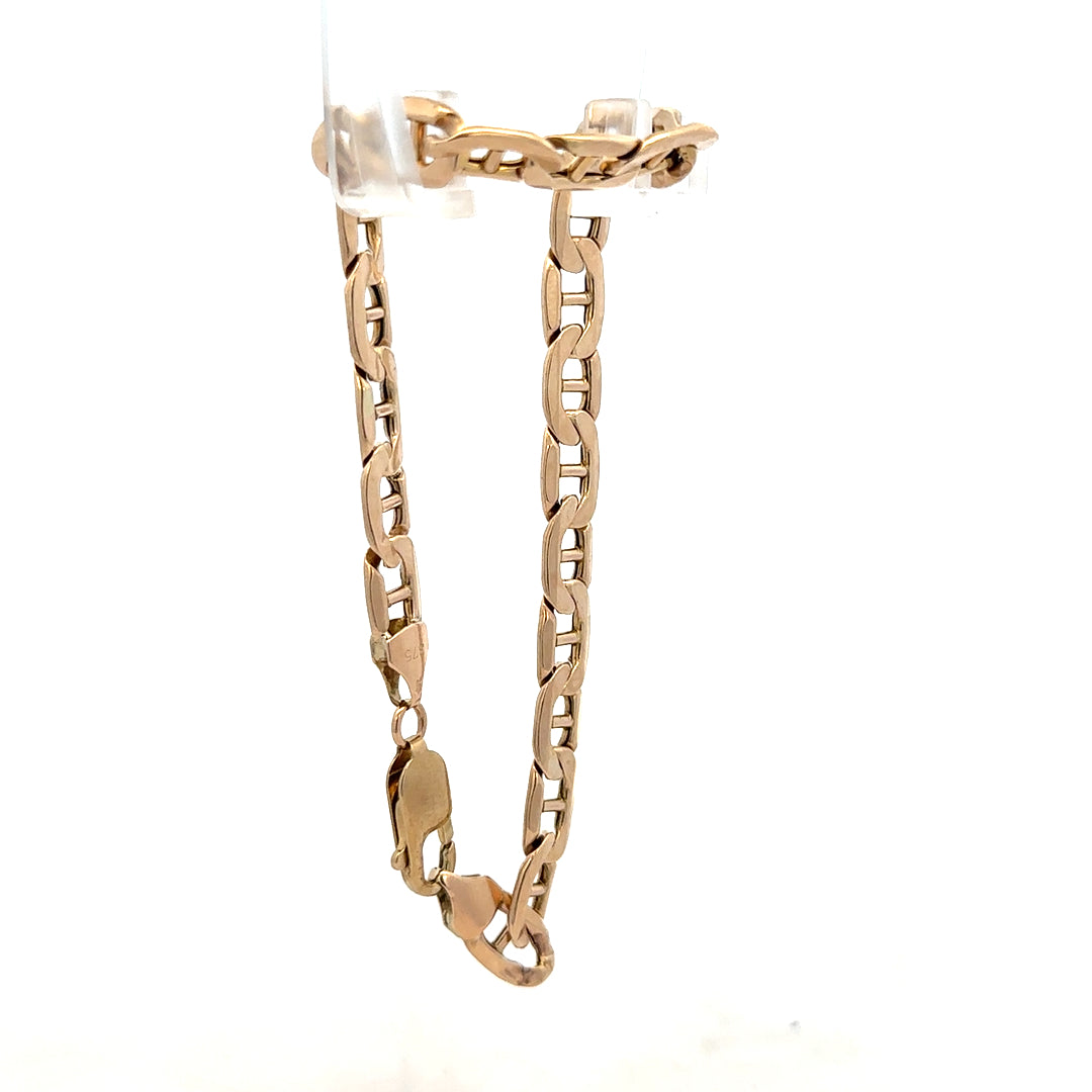 9ct yellow gold bracelet with a sleek design, weighs 8.6g, unbranded, shown on a plain background.