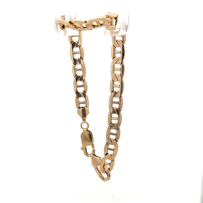 9ct yellow gold bracelet weighing 8.6g, unbranded, featuring a sleek and classic design for elegant wristwear.