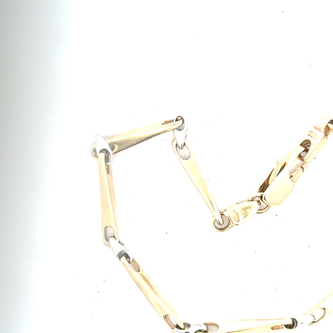 9ct yellow gold bracelet, unbranded, weighing 8.9g, with a sleek, polished design visible in the image.
