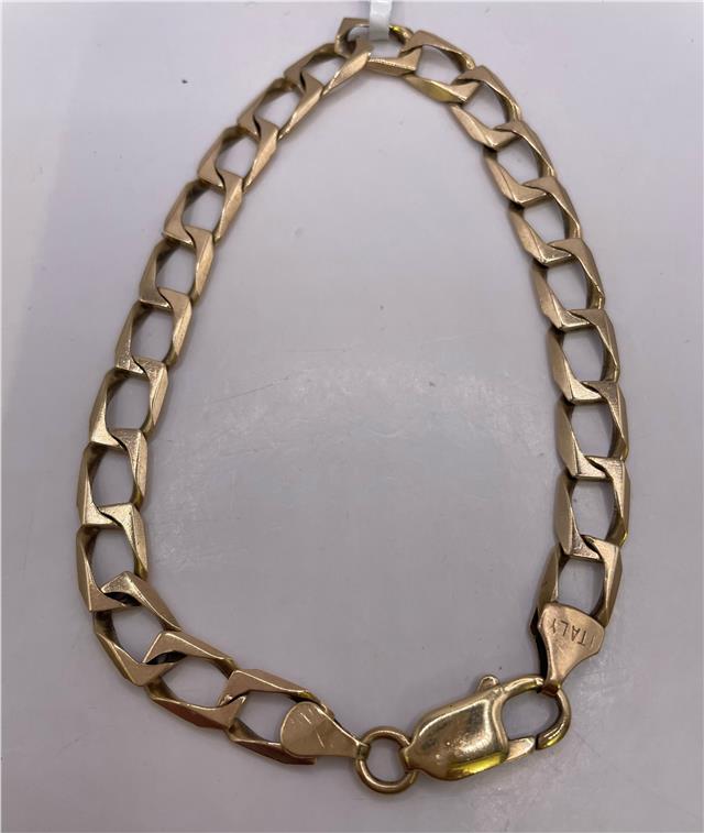 9ct yellow gold bracelet with a sleek, polished design, showcasing a classic unbranded jewelry style.