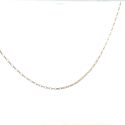 9ct yellow gold chain weighing 0.7g, unbranded, with a classic link design, shown on a white background.