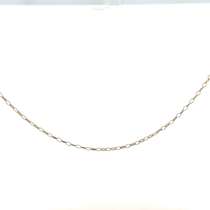 9ct yellow gold chain with a delicate link design, weighing 0.7g, unbranded jewelry accessory for everyday wear
