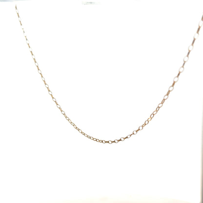 9ct yellow gold chain weighing 0.7g, unbranded, featuring a classic link design, shown in a detailed close-up image.