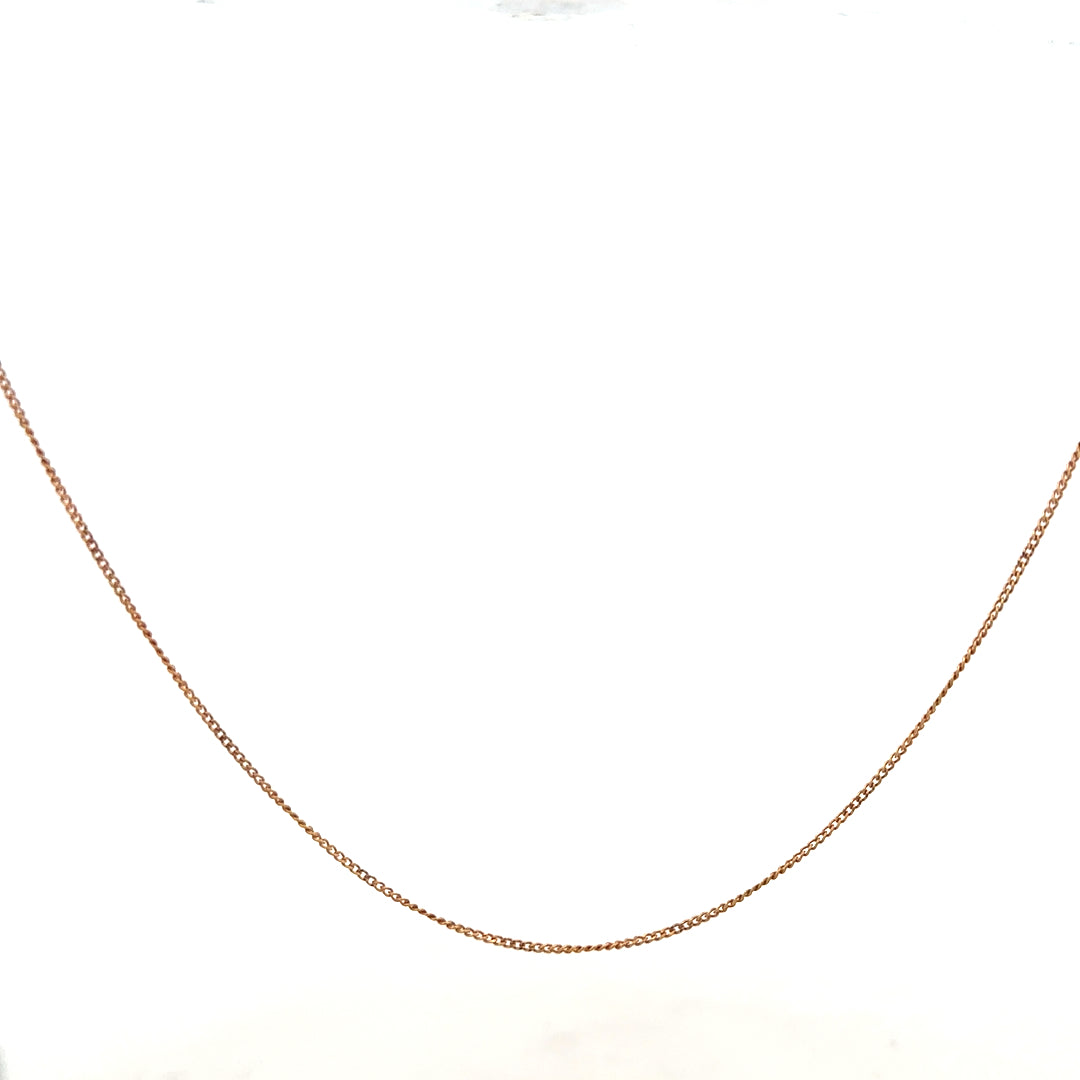 9ct yellow gold chain weighing 1.4g, unbranded, with a classic link design, shown in this image.