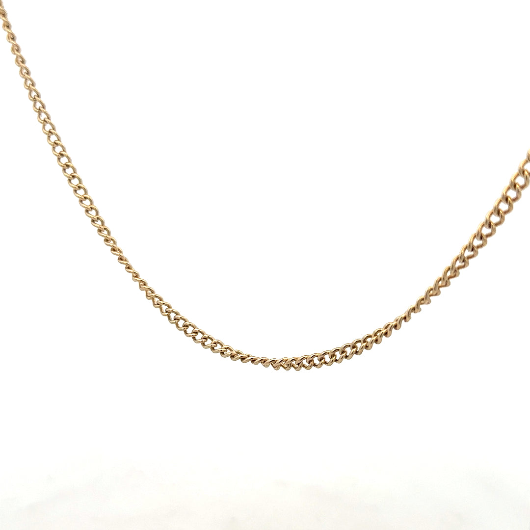9ct yellow gold chain weighing 10.9g, unbranded, with a classic link design, shown in a detailed close-up image.