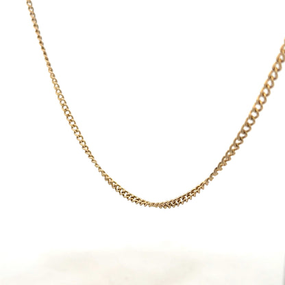 9ct yellow gold chain weighing 10.9g, unbranded, with detailed link design, shown lying flat against a neutral background.