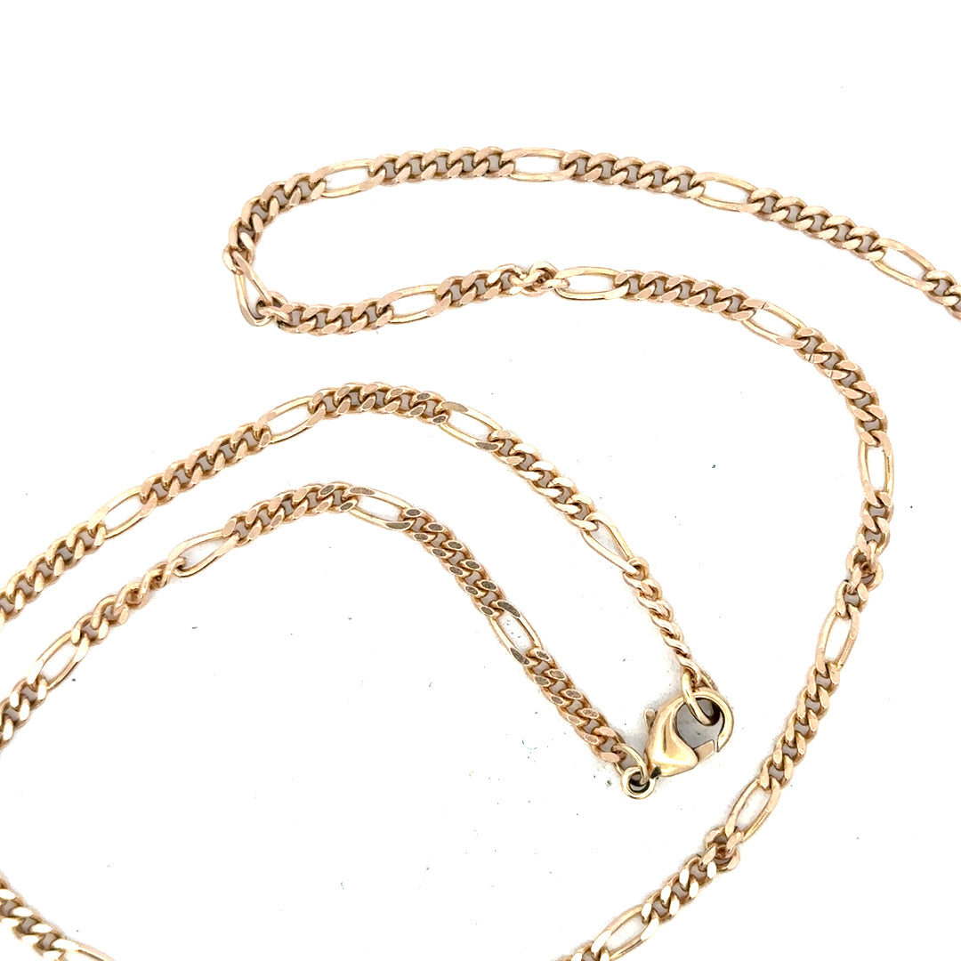 9ct yellow gold chain weighing 11.6g, unbranded jewelry chain with detailed links, shown on a plain background