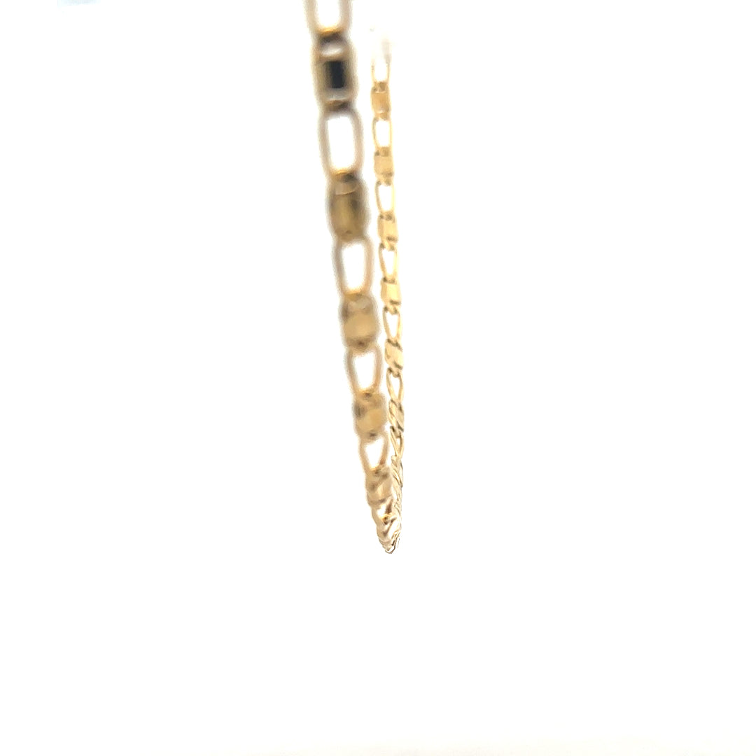 9ct yellow gold chain weighing 13.1g, unbranded jewelry chain with detailed links, showcased against a neutral background.