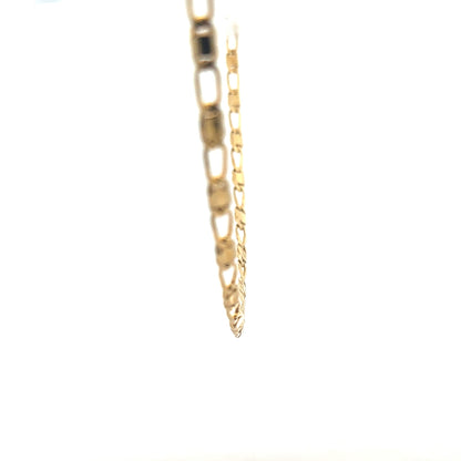 9ct yellow gold chain weighing 13.1g, unbranded jewelry chain with detailed links, showcased against a neutral background.