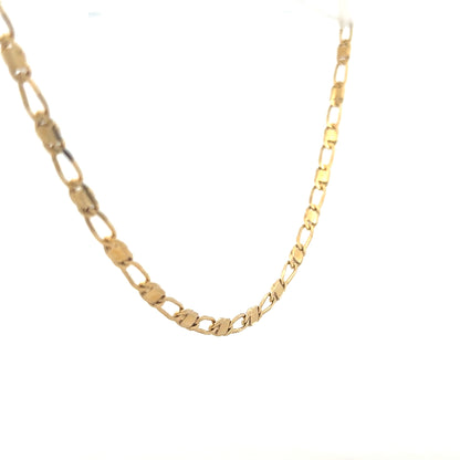 9ct yellow gold chain, unbranded, weighs 13.1g, featuring a classic design with intricate links, displayed on a neutral background.