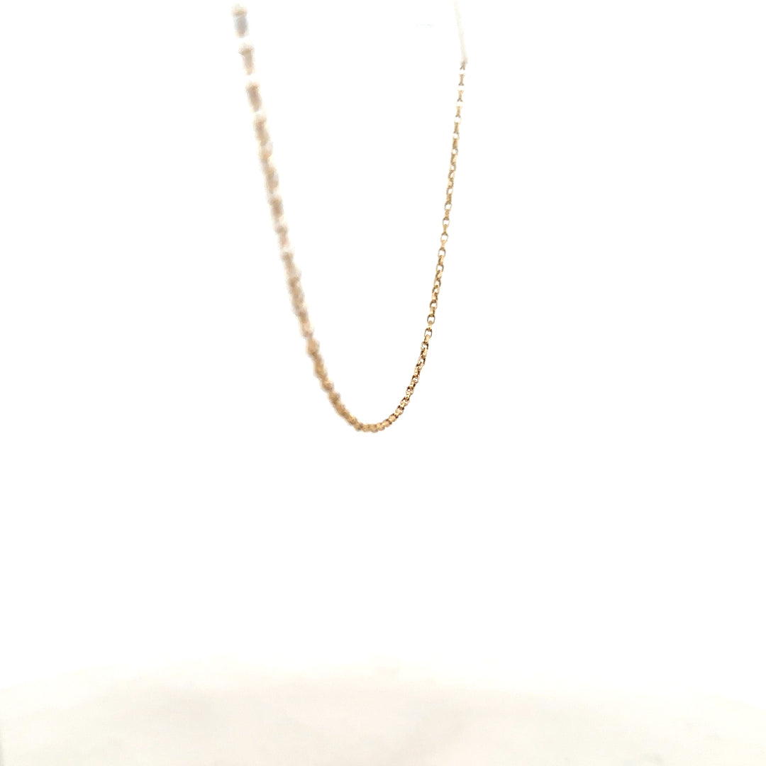 9ct yellow gold chain weighing 2.2g, unbranded jewelry chain with a simple, elegant design, shown in this product image.