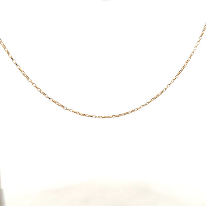 9ct yellow gold chain weighing 2.2g, unbranded jewelry accessory with a classic link design, shown on a plain background.