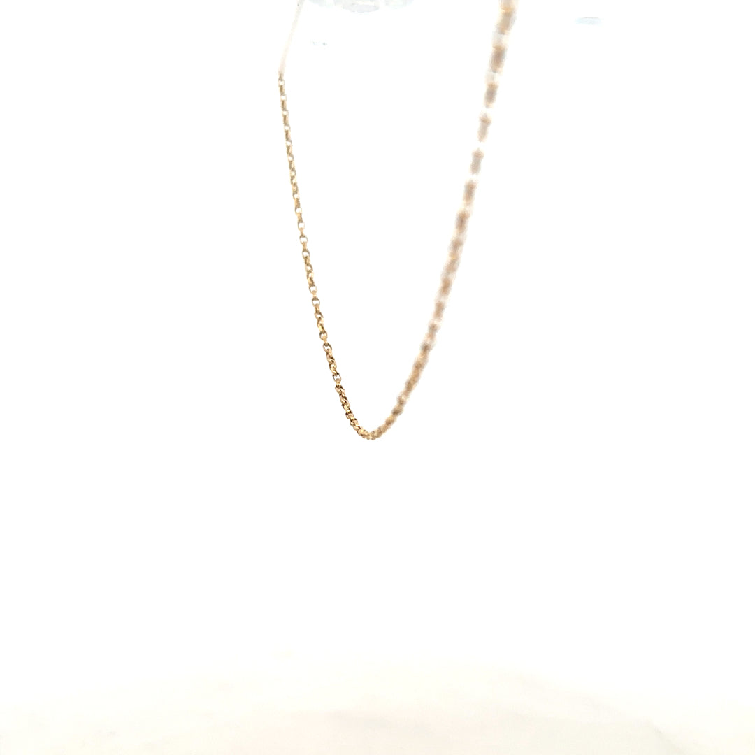 9ct yellow gold chain weighing 2.2g, unbranded jewelry accessory with intricate link design, suitable for everyday wear
