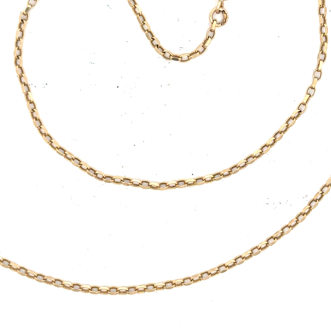 Unbranded 9ct yellow gold chain, 2.4g, featuring a delicate link design, displayed on a white background.