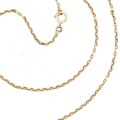 Unbranded 9ct yellow gold chain, 2.4g, featuring a delicate design, displayed on a neutral background.