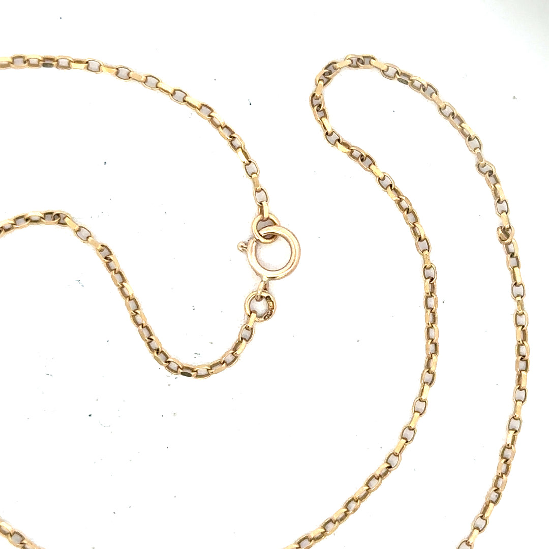 Unbranded 9ct yellow gold chain, 2.4g, displayed on a plain background, highlighting the chain's fine link design.