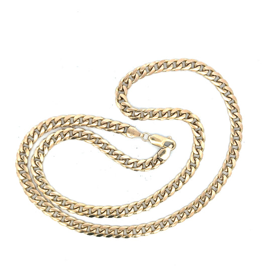 9ct yellow gold chain weighing 22.7g, unbranded jewelry chain with a classic link design on a neutral background