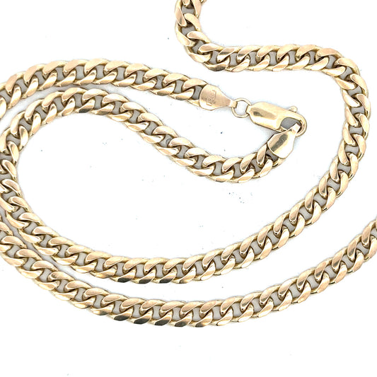 9ct yellow gold chain weighing 22.7g, unbranded jewelry chain with a classic design, shown in a close-up image.