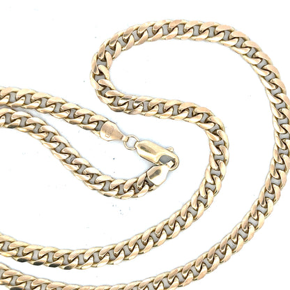 9ct yellow gold chain weighing 22.7g, unbranded jewelry chain with a polished finish, displayed against a neutral background.